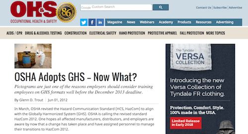 OSHA采用GHS，现在该怎么办