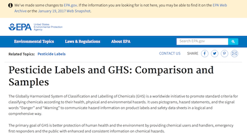农药标签和GHS比较和样品